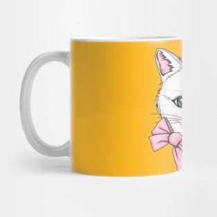 Cat with pink tie Mug